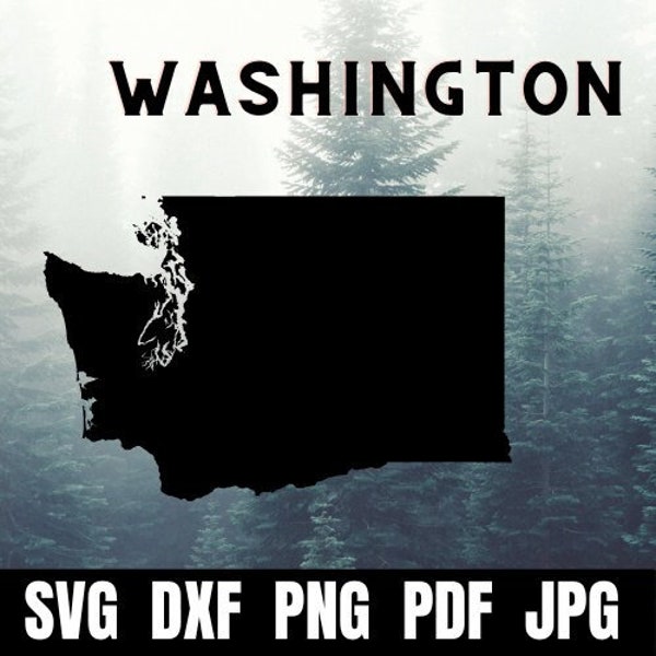 Washington SVG Clip Art Files | Washington Silhouette Cut Files | Vector Files | Washington Vector | Washington Map | Craft | State SVG