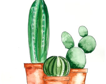 Desert Cactus Watercolor Print | Southwestern Botanical Wall Art