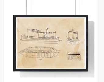 Jungle Cruise Boat Blueprint Art | Disneyland Theme Park Print