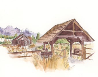 The Episcopal Chapel of the Transfiguration | Watercolor Print | Grand Teton National Park