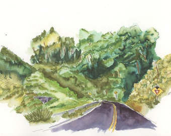Road to Hana Watercolor Print | Maui Hawaii Wall Art
