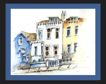 Homestead Watercolor Print | European | Wall Art | Fine Art | Old World City | Travel