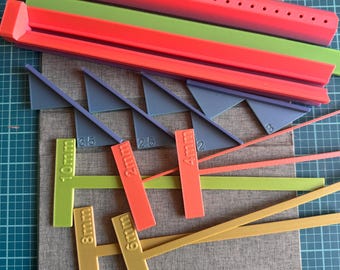 3D Printed Bookbinding Tool Set | T-Spacers | Rainbow PLA Spacers, Awl Guide, Trim Guides