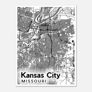 Kansas City Map Print Poster - Light Theme | Wall Art | Fine Art | Maps | Missouri | Gift | Modern | Minimalist