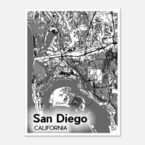 San Diego Map Print Poster - Light Theme | Wall Art | Fine Art | Maps | California | Gift | Modern | Minimalist