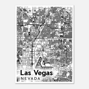 Poster imprimé carte de Las Vegas - Thème clair | Art mural | Beaux-arts | Cartes | Névada | Cadeau | Moderne | Minimaliste | Las Vegas