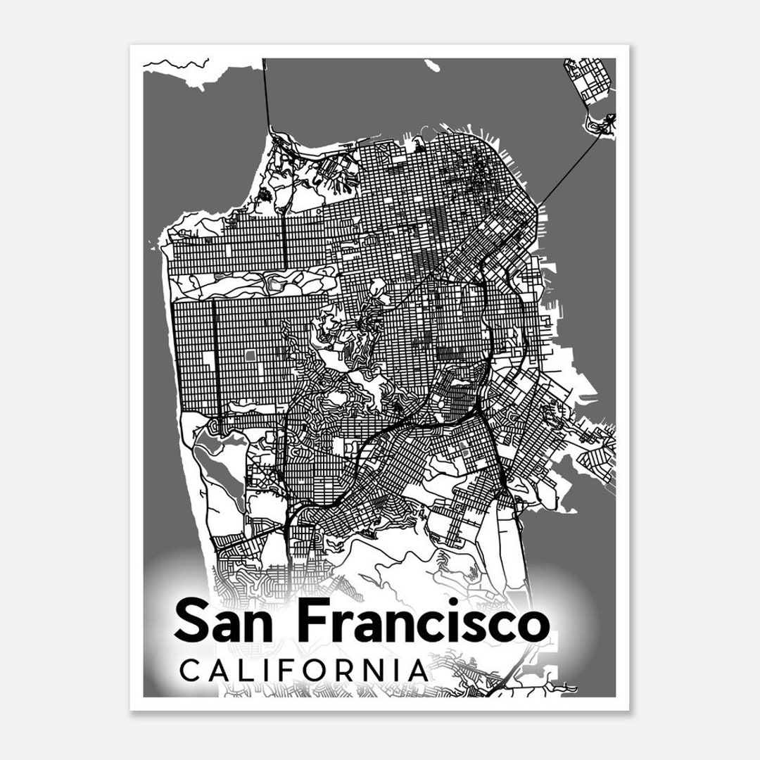 San Francisco Map Print Poster - Light Theme | Wall Art | Fine Art ...