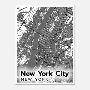 New York City Karte Print Poster - Helles Thema | Wandkunst | Bildende Kunst | Karten | New York | Geschenk | Modern | Minimalistisch | New York