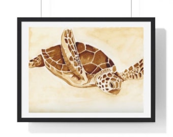 Honu Kona Coffee Print | Sea Turtle | Hawaii | Fine Art | Wall Art