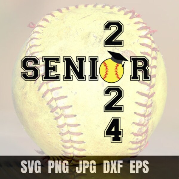 Softball Senior |  2024 SVG Clip Art Files | Softball Silhouette Cut Files | Vector Files | 2024 | Craft & Collage | PNG | EPS | Graduation