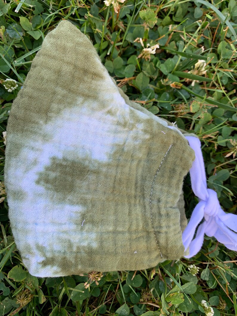 100% Sustainable Cotton Washable Face Mask with Bamboo Ear Ties, Reusable Face Mask, Double Layer Cotton, Made in USA, Fast Shipping Tie dye olive