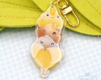 Cute Banana Chick Acrylic Charm  - Banana Chick Dango Keychain - Cute Acrylic Charm Keychain - Kawaii Charm - Acrylic Glitter Charm