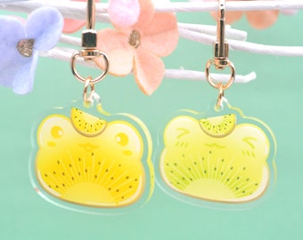 Kawaii Acrylic Kiwi Frog Charm  - Cute Frog Keyring - Cute Acrylic Charm Keychain - Kawaii Charm - Double Sided Key Charm