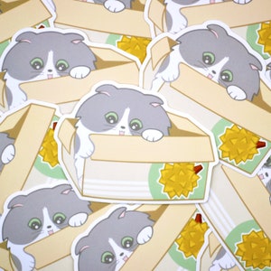 Durian Box Kitten Sticker - Vinyl Sticker - Kitten Sticker- Cat in a Box Sticker - Stickers for Laptop-Waterbottle-Journal