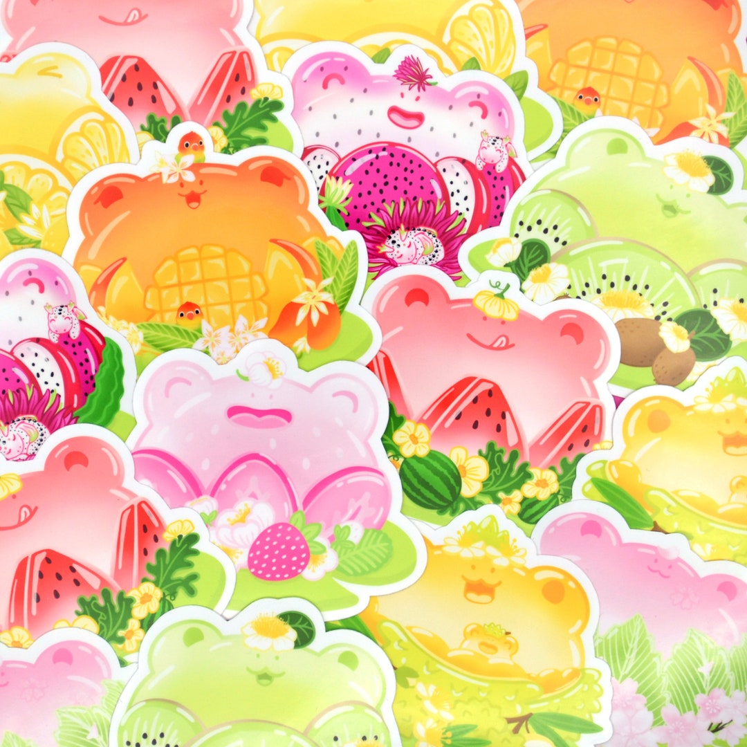 Cute Jelly Frog Sticker - Vinyl Sticker - Fun Froggy Sticker- Fruit ...