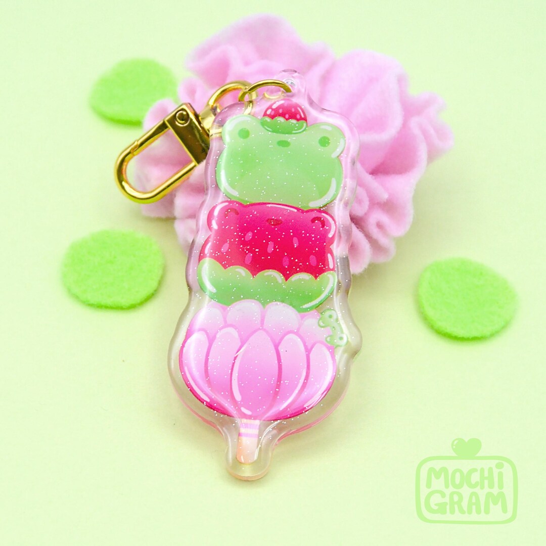 Cute Strawberry Frog Acrylic Charm -strawberry Frog Dango Keychain ...