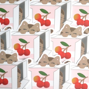 Lychee Box Kitten Sticker - Vinyl Sticker - Kitten Sticker- Cat in a Box Sticker - Stickers for Laptop-Waterbottle-Journal