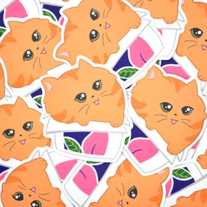 Peach Box Kitten Sticker - Vinyl Sticker - Kitten Sticker- Cat in a Box Sticker - Stickers for Laptop-Waterbottle-Journal