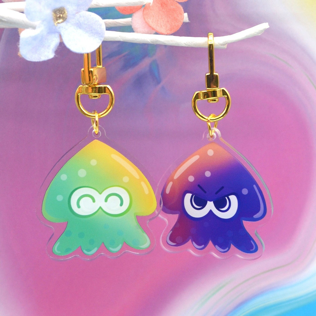 Squidling Kawaii Acrylic Squid Charm - Squidling Keychain - Cute Acrylic Charm ...