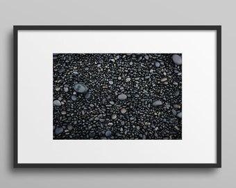 Iceland Black Lava Rock Beach Closeup Photo Print