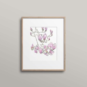 Pink Magnolias Watercolor Print