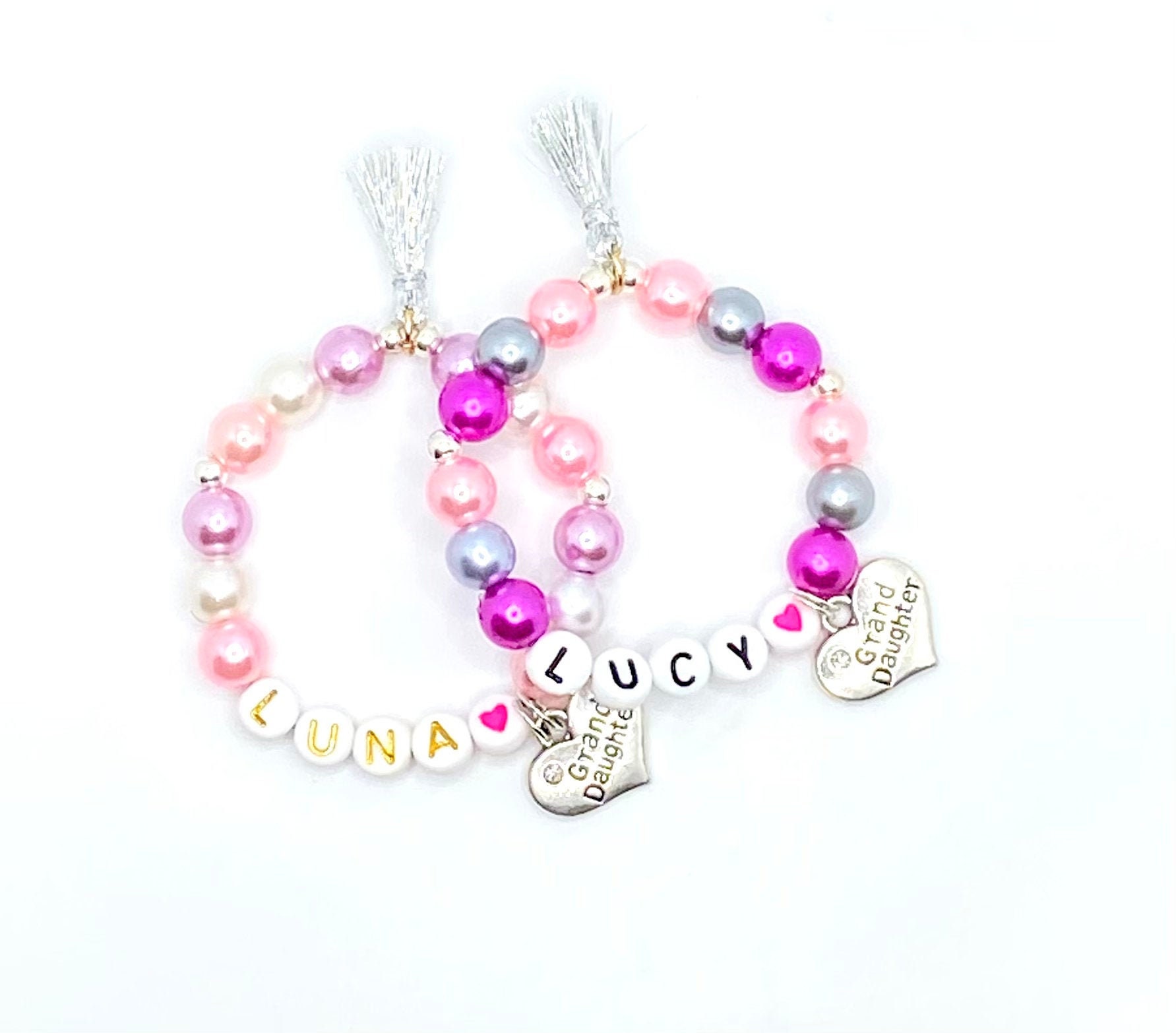 Personalized Granddaughter Beaded Name Bracelet Granddaughter Etsy