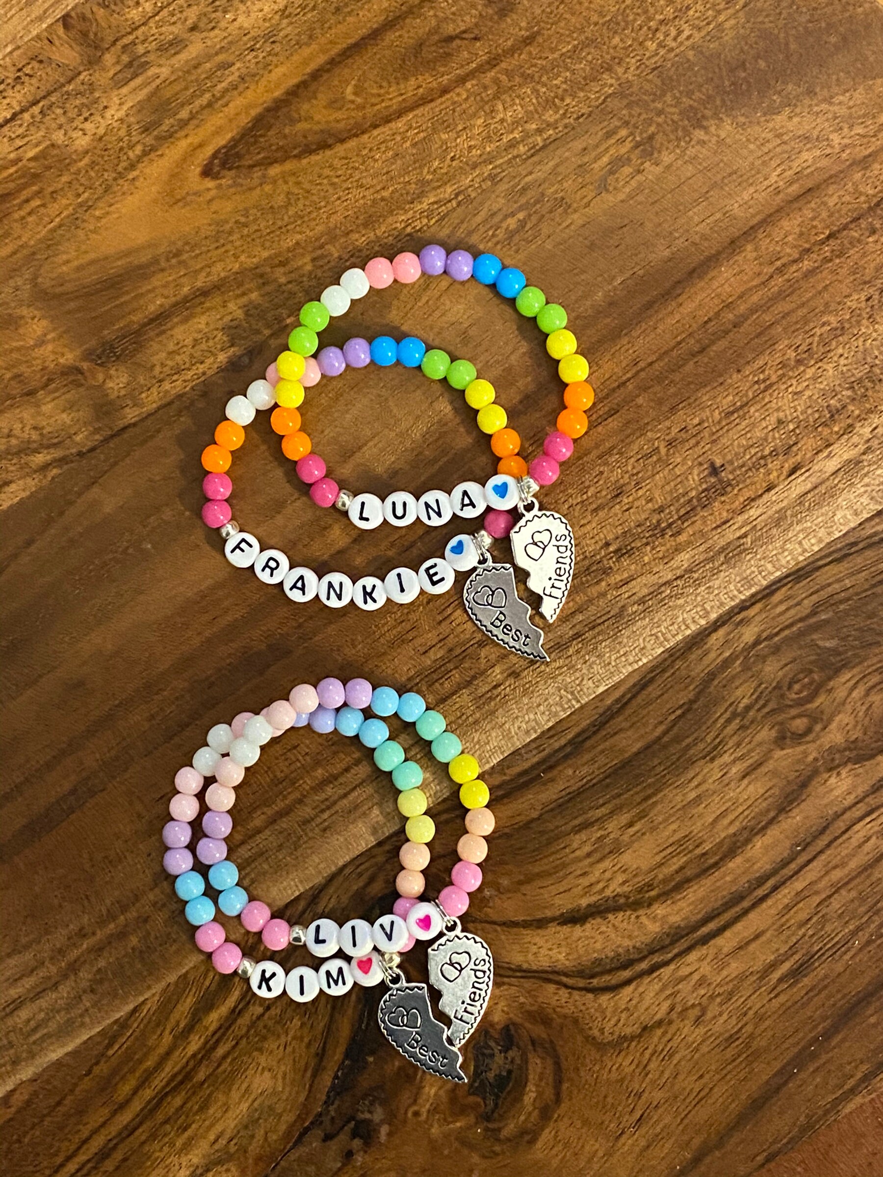 Set of 2 Best Friend Personalized Charm Bracelets Custom Name Etsy