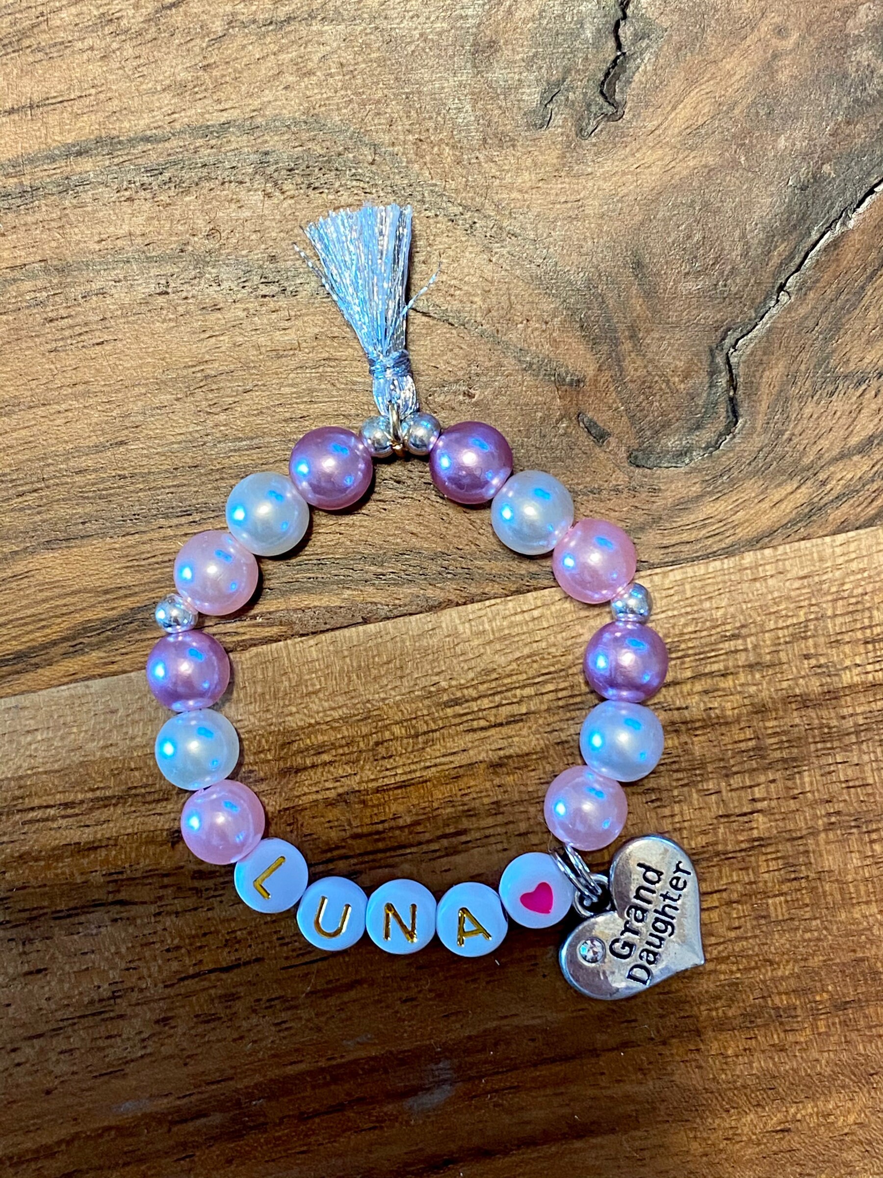 Personalized Granddaughter Beaded Name Bracelet Granddaughter Etsy