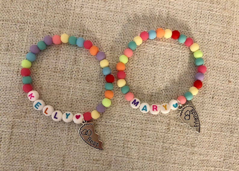 Girls BFF Bracelets Set of 2 BFF Bracelets Custom Name Etsy