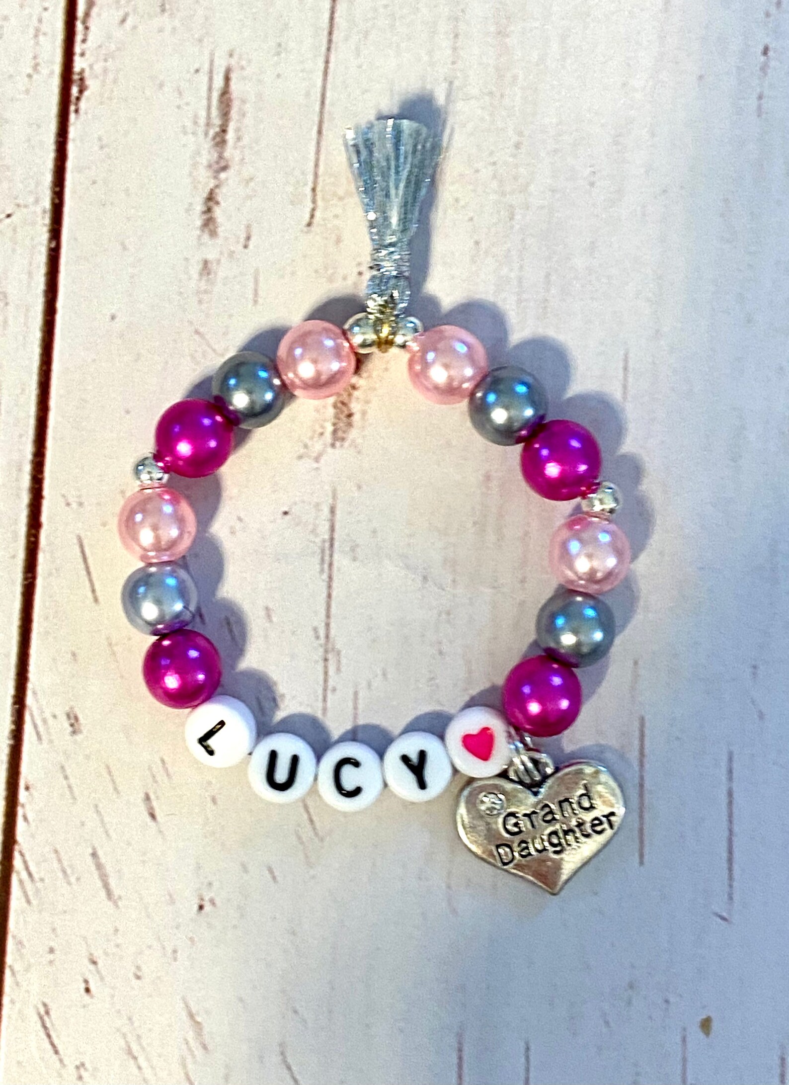 Personalized Granddaughter Beaded Name Bracelet Granddaughter Etsy