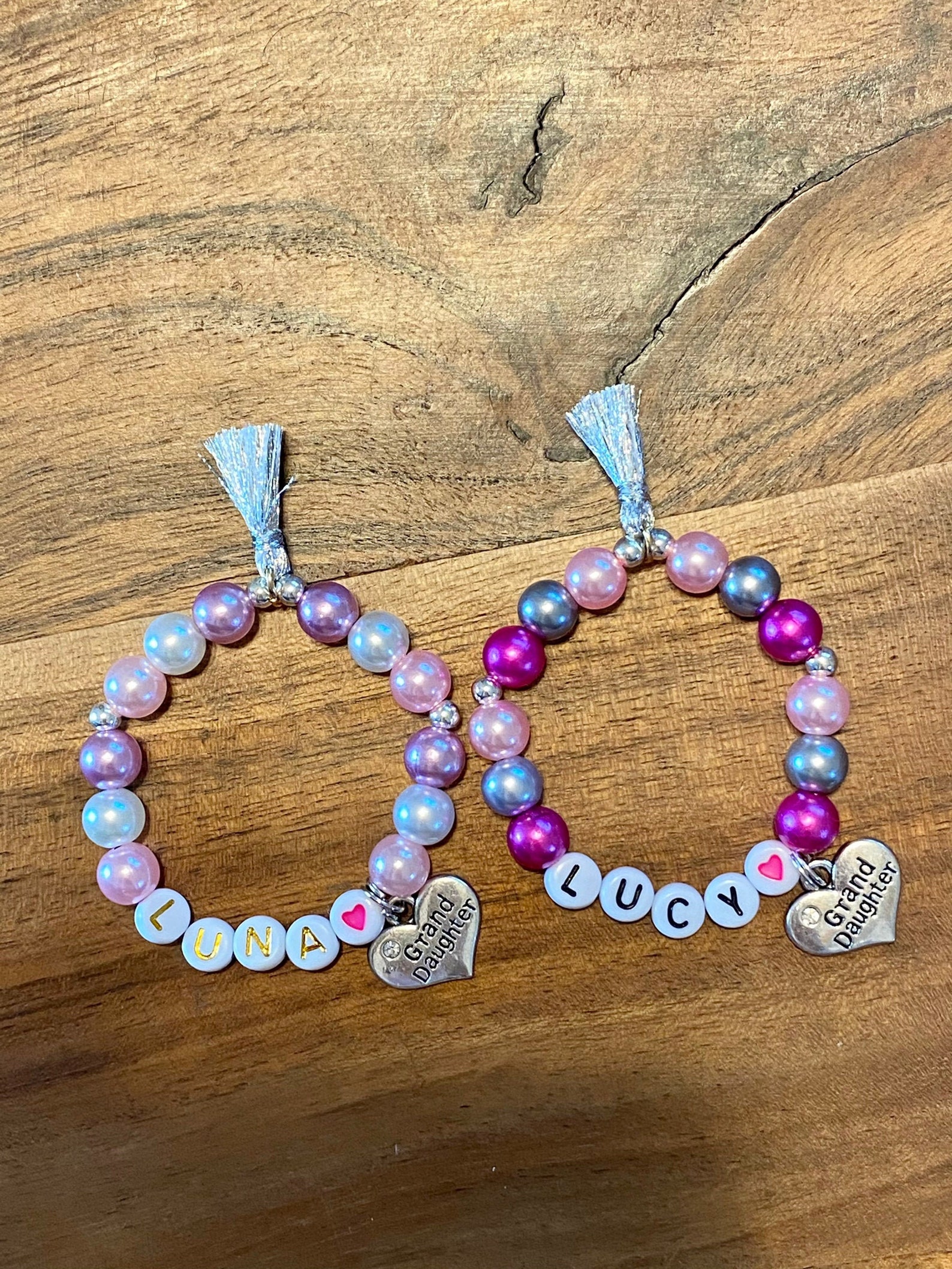 Personalized Granddaughter Beaded Name Bracelet Granddaughter Etsy