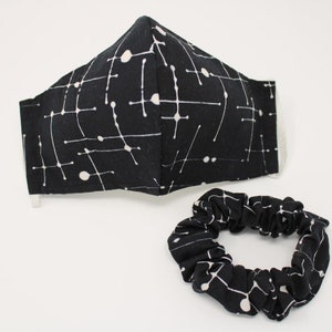 Black and White Face mask, Washable, Reusable, 3ply with Filter Pocket, Batik mask