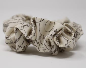 Script Hair Ties, Script Scrunchie, 100% Cotton, Matchs personal face mask