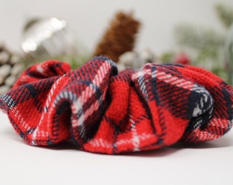 Red Plaid hair tie,  Plaid scrunchie, Matchs personal face mask, Christmas gift,  Gifts under 15, Stocking Stuffer