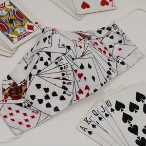 Masque facial de poker, masque de visage de carte fait main, lavable, réutilisable, 3ply avec la poche de filtre. 100% Coton