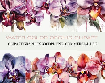 Aquarel Orchidee Clipart PNG Pack