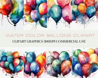 Aquarel Ballonnen Clipart 10 Pack