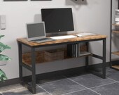 Computer Desk 47 quot with Bookshelf,Office Desk, Writing Desk, Wood and Metal Frame, Secretary Desk, Mid Century Desk, Gaming Desk, Office Desk