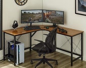 L-Shaped Desk 59 quot Computer Corner Desk, Gaming Desk, Office Writing Workstation, Secretary Desk, Mid Century Desk, Gaming Desk, Office Desk