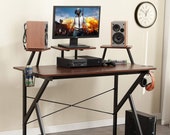 Gaming Desk 47 inc Adjustable Display Speaker Stand and Headphone Gamepad Holder, Secretary Desk, Mid Century Desk, Gaming Desk, Office Desk