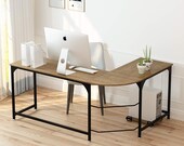 L Shaped Desk Corner Computer Desks for Home Office 66 Inch Large PC Table, Secretary Desk, Mid Century Desk, Gaming Desk, Office Desk