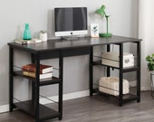 Home Office Desk 55 inches Computer Desk, Morden Style Desk with Shelves Desk, Secretary Desk, Mid Century Desk, Gaming Desk, Office Desk