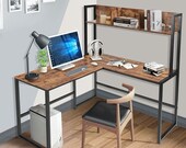 55 Inches L-Shaped Desk, Space Saving Corner Computer Desk, Study Writing Table, Secretary Desk, Mid Century Desk, Gaming Desk, Office Desk