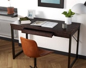 Writing Desk with Drawer Computer Desk 47 quot , Industrial Office Desk Table, Secretary Desk, Mid Century Desk, Gaming Desk, Office Desk