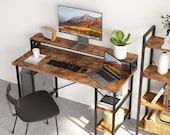 Computer Desk 55 quot ,Office Desk with Printer Monitor Shelf Storage Shelf CPU Stand, Secretary Desk, Mid Century Desk, Gaming Desk, Office Desk