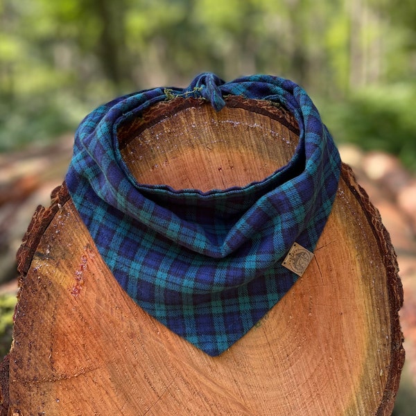 Classics Collection | Juno | Dog Bandana | Durable Dog accessory | Tie-on bandana | Dog Gift | Blue Tartan Bandana