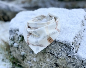 Elder | White Tartan Dog Bandana | Plaid Dog Bandana | Durable Dog accessory | Tie-on bandana | Dog Gift