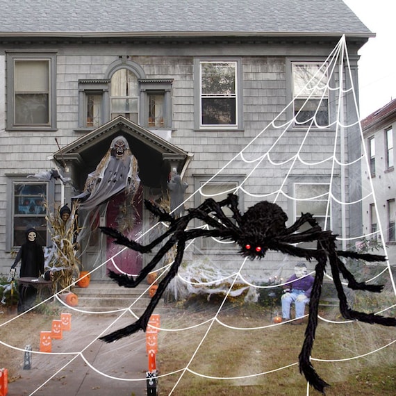 Outdoor Halloween Decorations Scary Spider Decorations Set With 50
