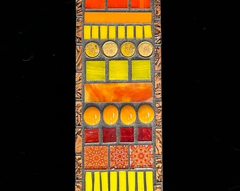 Mixed media mosaic, mosaic wall art, “Orange Geometry”