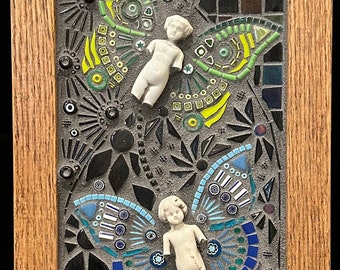 Mixed media mosaic “Midnight Garden”